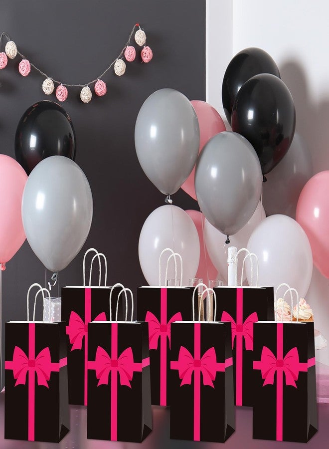 ojustbeok 12 pcs Squid Theme Gift Paper Bags Pink Black Theme Party Decorations Pink Bow Party Favor Bags Game Candy Goodie Treat Snacks Bag for Girls Baby Shower Birthday Gifts Favor Supplies - Image 5